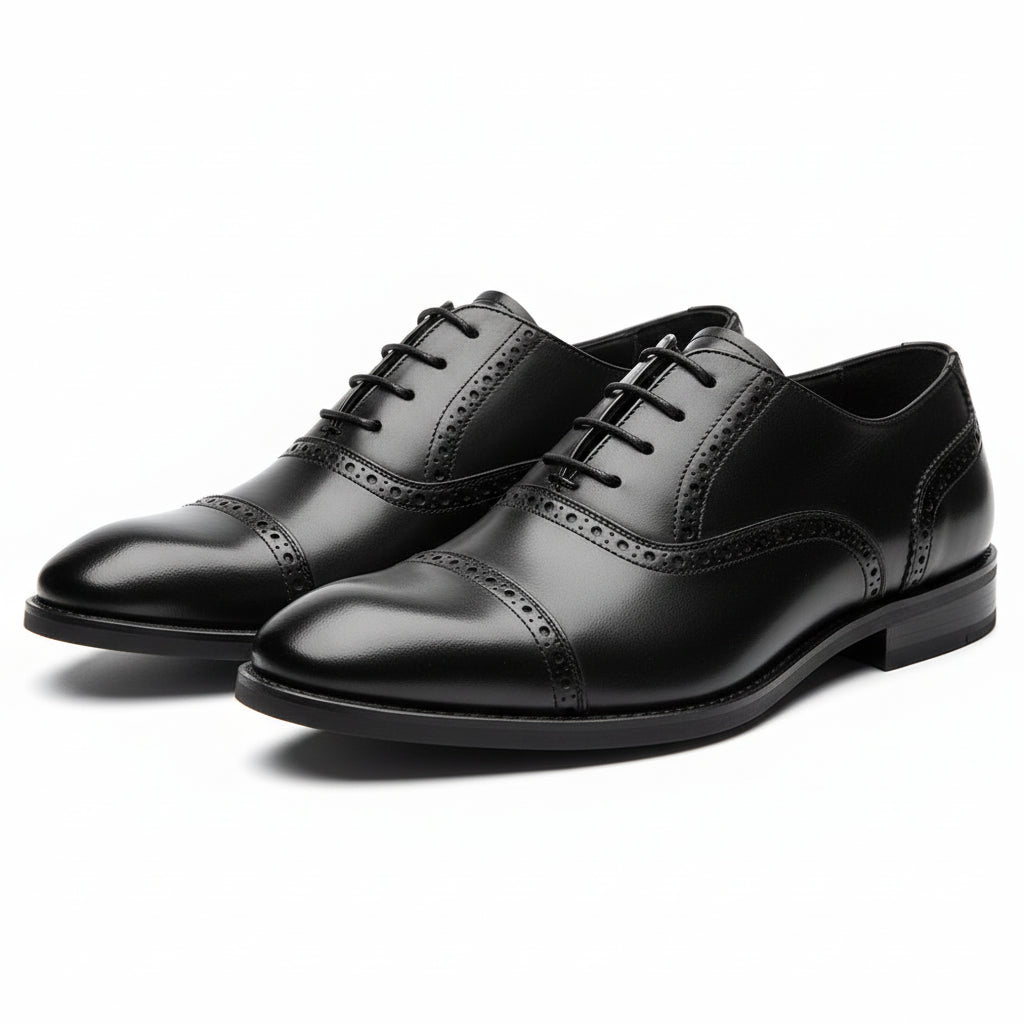 three-quarter-view - Men's Brown Leather Brogue Dress Shoes