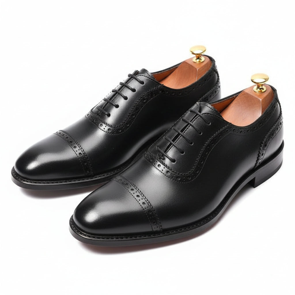 three-quarter-view - Men's Brown Leather Brogue Shoes