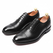 three-quarter-view - Men's Brown Leather Brogue Shoes