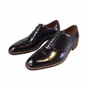 three-quarter-view - Men's Brown Leather Cap Toe Shoes