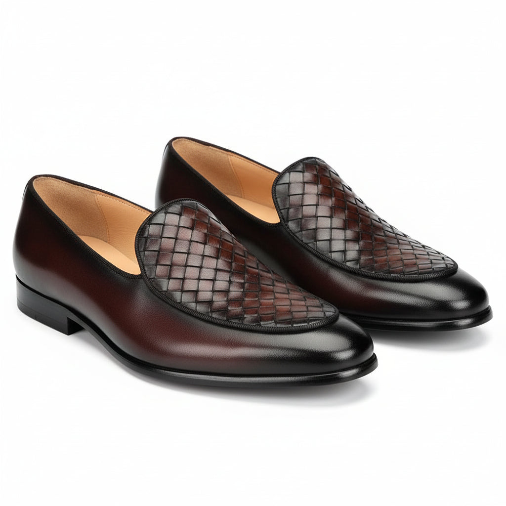 three-quarter-view - Men's Brown Leather Casual Loafers