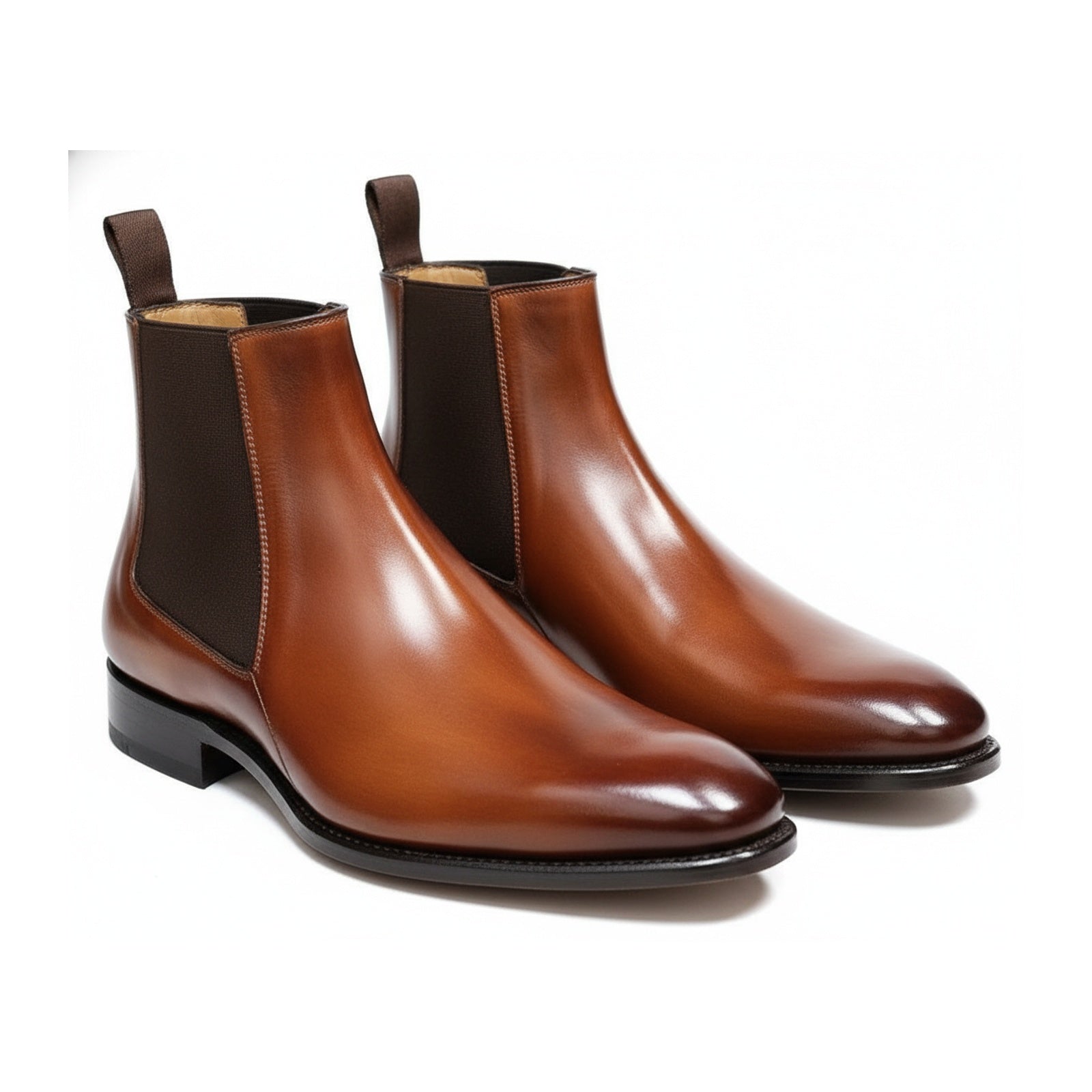 three-quarter-view - Men's Brown Leather Chelsea Boots