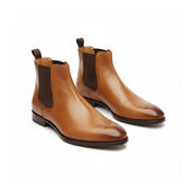 three-quarter-view - Men's Brown Leather Chelsea Boots