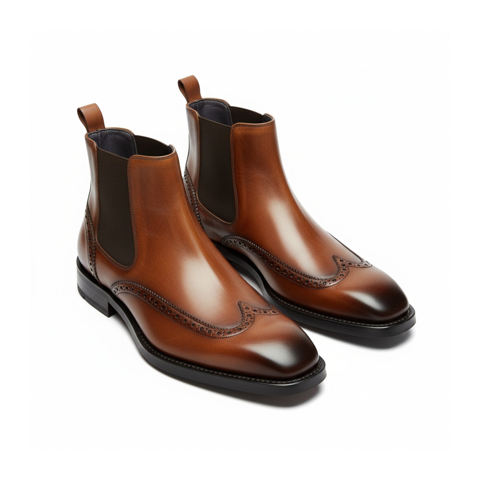 three-quarter-view - Men's Brown Leather Chelsea Boots
