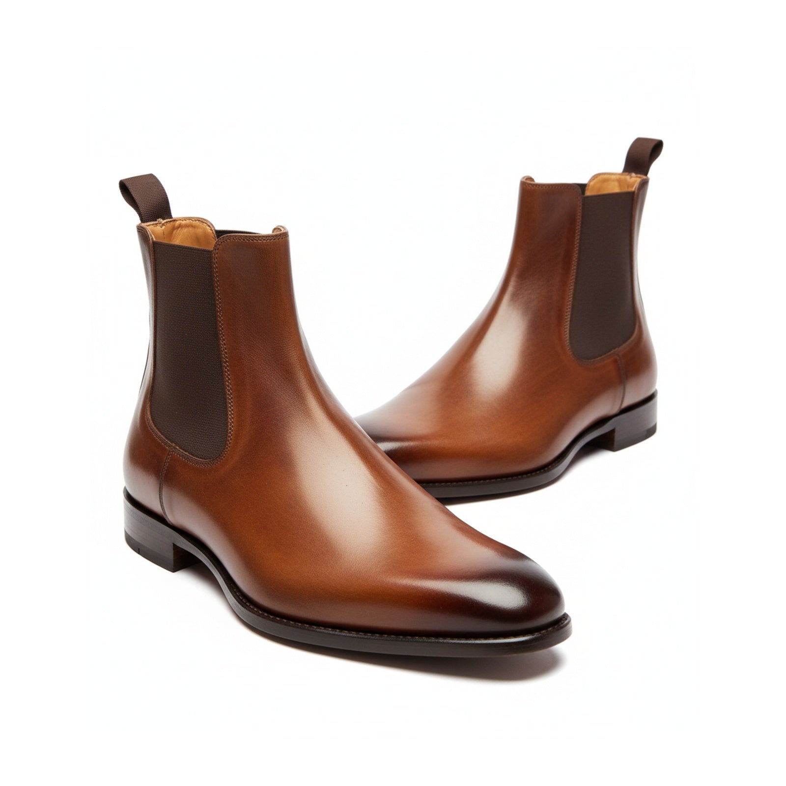 three-quarter-view - Men's Brown Leather Chelsea Boots