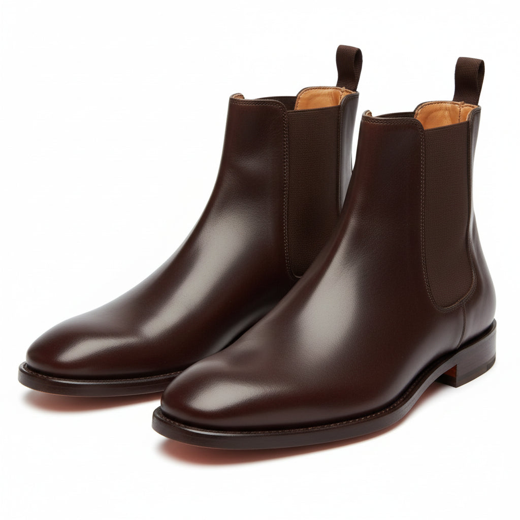 three-quarter-view - Men's Brown Leather Chelsea Boots
