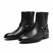 three-quarter-view - Men's Brown Leather Chelsea Zipper Boots