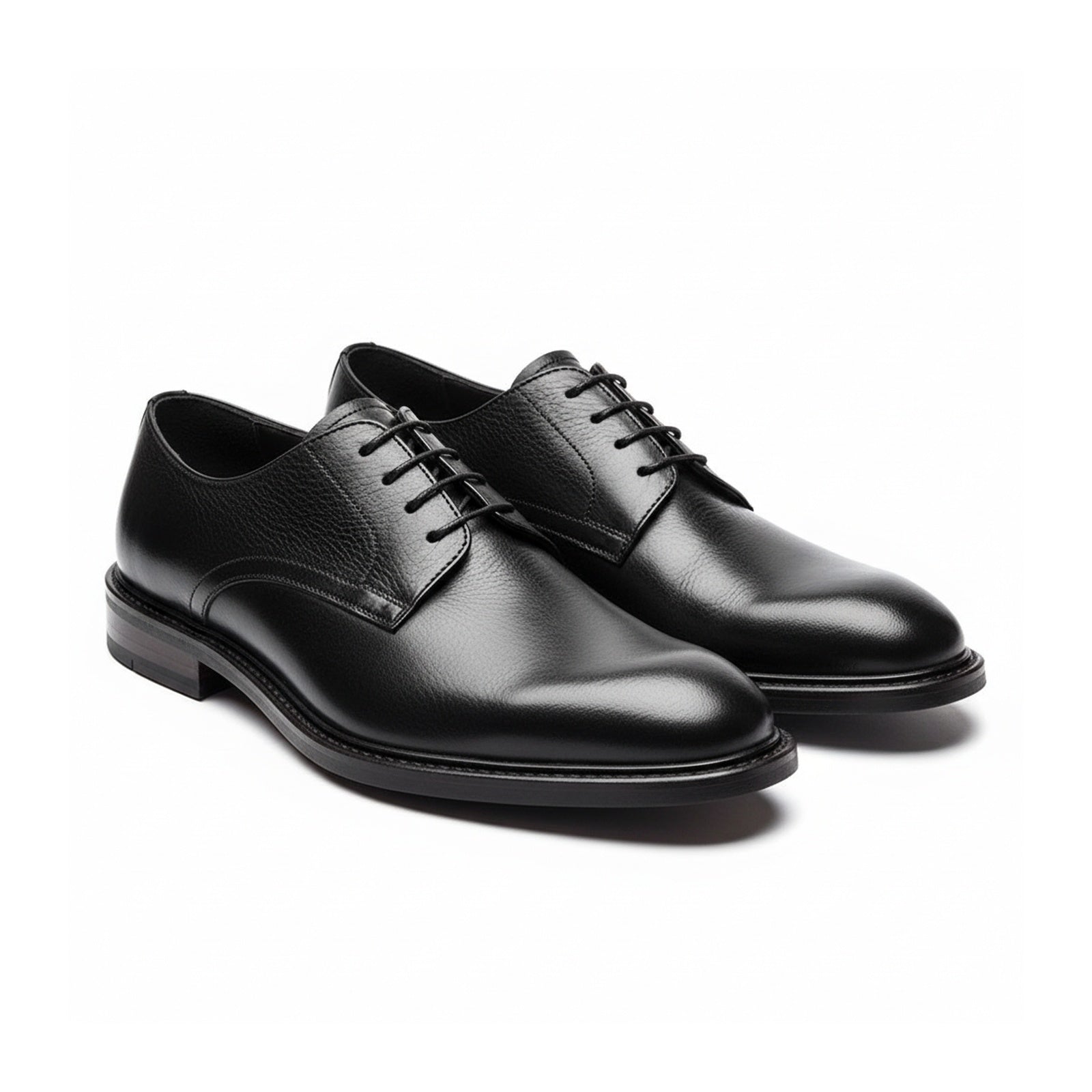 three-quarter-view - Men's Brown Leather Derby Shoes