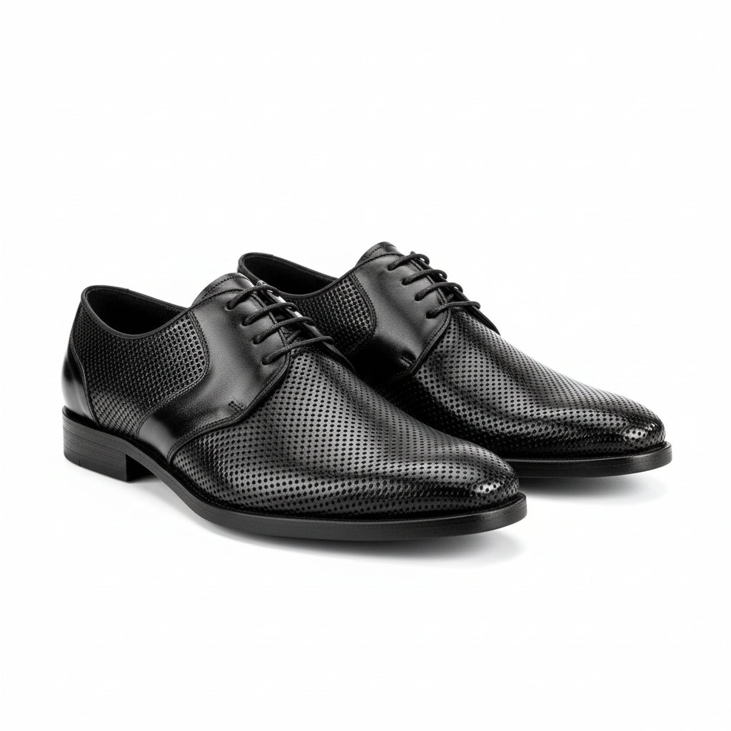 three-quarter-view - Men's Brown Leather Derby Shoes