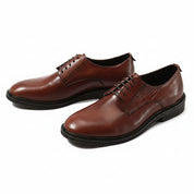 three-quarter-view - Men's Brown Leather Derby Shoes