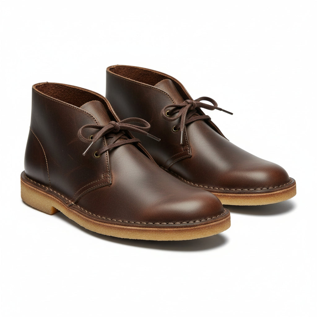 three-quarter-view - Men's Brown Leather Desert Boots