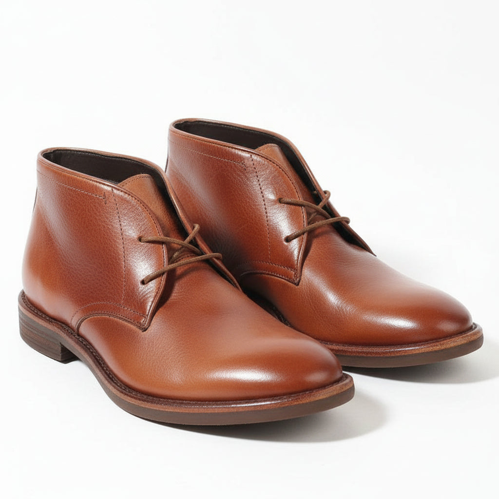 three-quarter-view - Men's Brown Leather Dress Boots