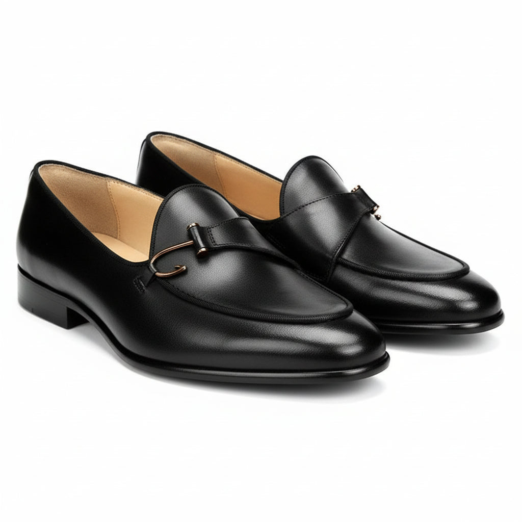 three-quarter-view - Men's Brown Leather Dress Loafers