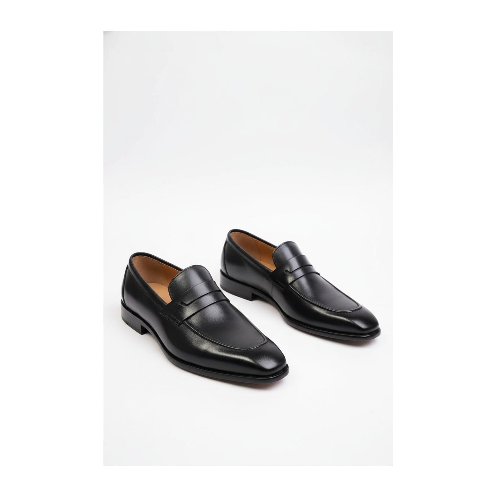 three-quarter-view - Men's Brown Leather Dress Moccasins
