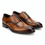 three-quarter-view - Men's Brown Leather Dress Shoes