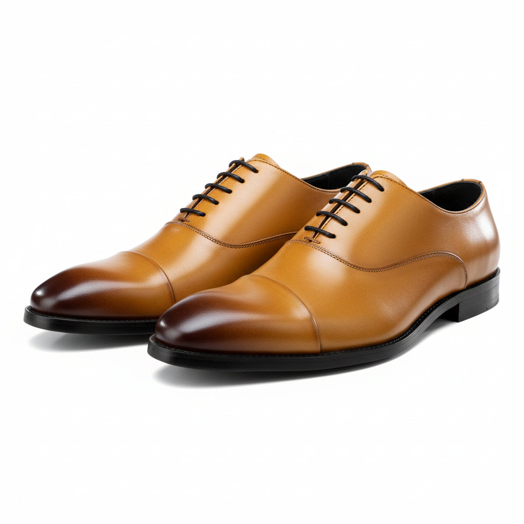 three-quarter-view - Men's Brown Leather Formal Dress Shoes