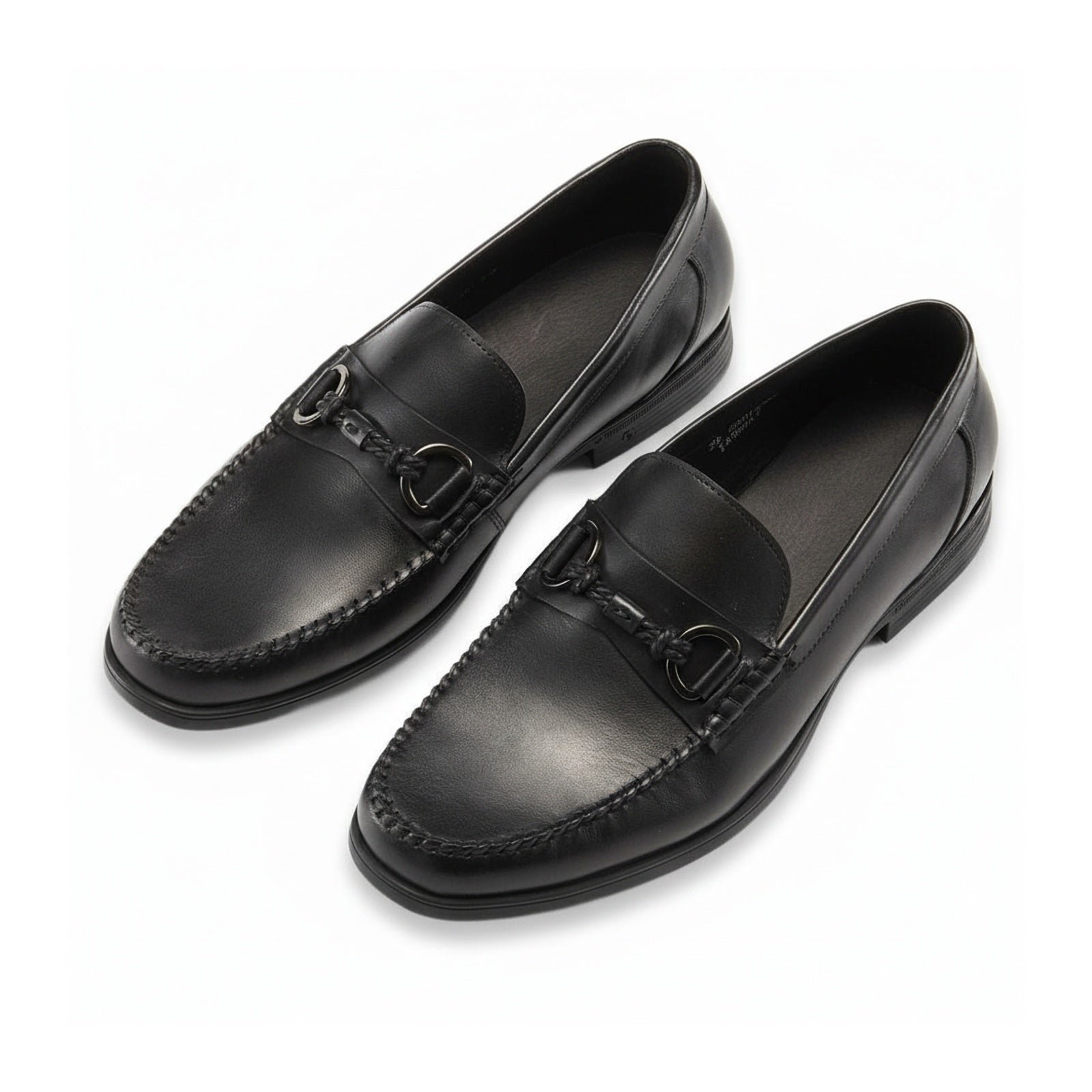 three-quarter-view - Men's Brown Leather Horsebit Loafers