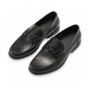 three-quarter-view - Men's Brown Leather Horsebit Loafers