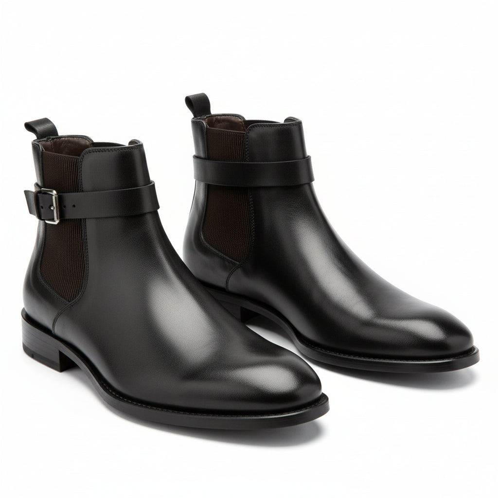 three-quarter-view - Men's Brown Leather Jodhpur Boots