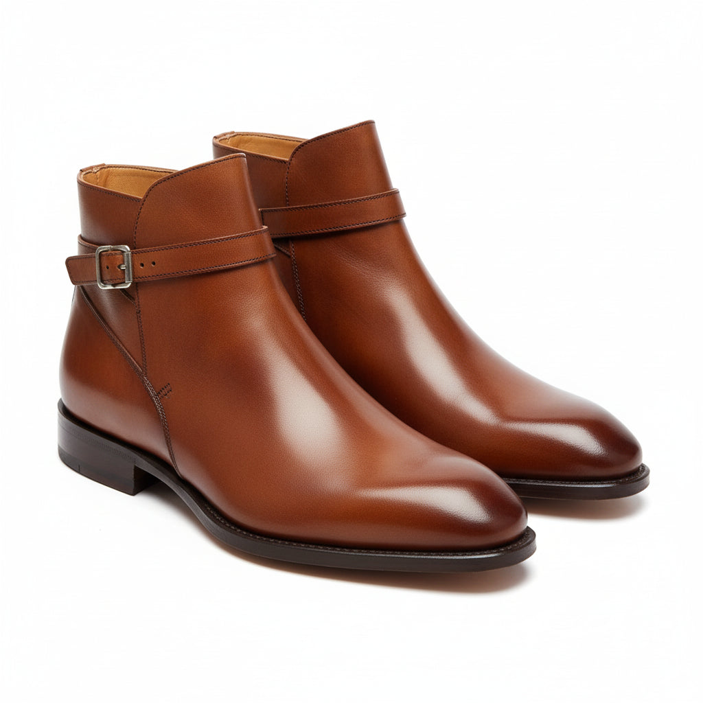 Men's Brown Leather Jodhpur Boots - three-quarter-view