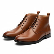 three-quarter-view - Men's Brown Leather Lace-Up Ankle Boots