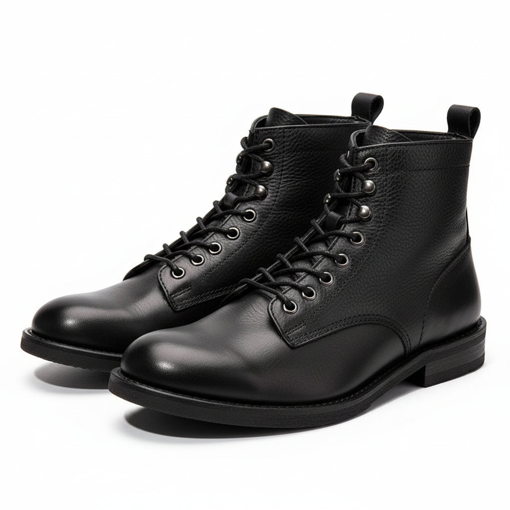 three-quarter-view - Men's Brown Leather Lace-Up Boots