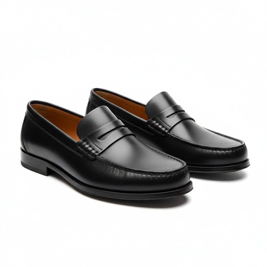 three-quarter-view - Men's Brown Leather Loafer Shoes