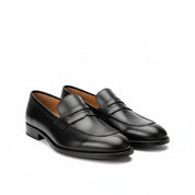 three-quarter-view - Men's Brown Leather Moc-Toe Loafers