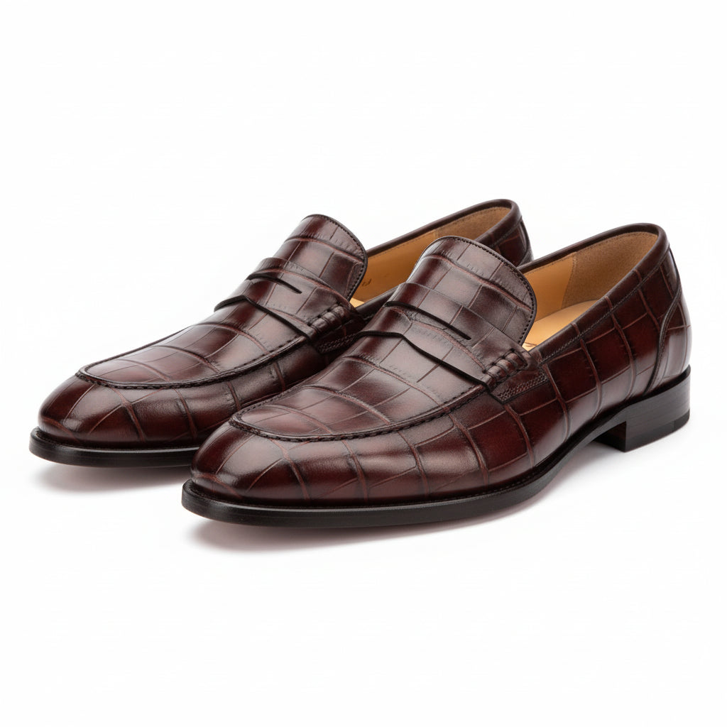 three-quarter-view - Men's Brown Leather Moccasins