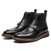 three-quarter-view - Men's Brown Leather Monk Strap Boots