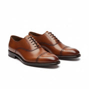 three-quarter-view - Men's Brown Leather Oxford Dress Shoes