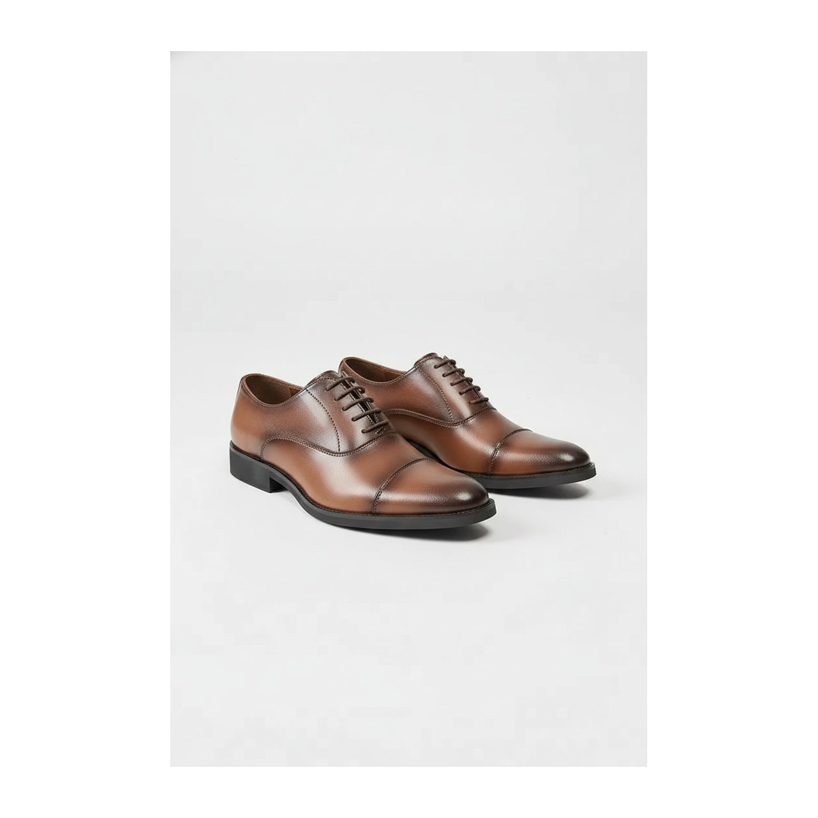 three-quarter-view - Men's Brown Leather Oxford Dress Shoes