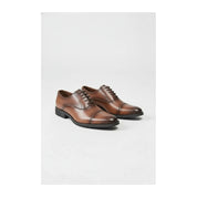 three-quarter-view - Men's Brown Leather Oxford Dress Shoes