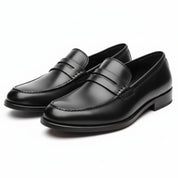 three-quarter-view - Men's Brown Leather Penny Loafer Shoes