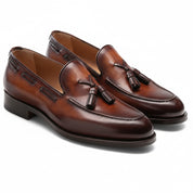 three-quarter-view - Men's Brown Leather Tassel Loafers