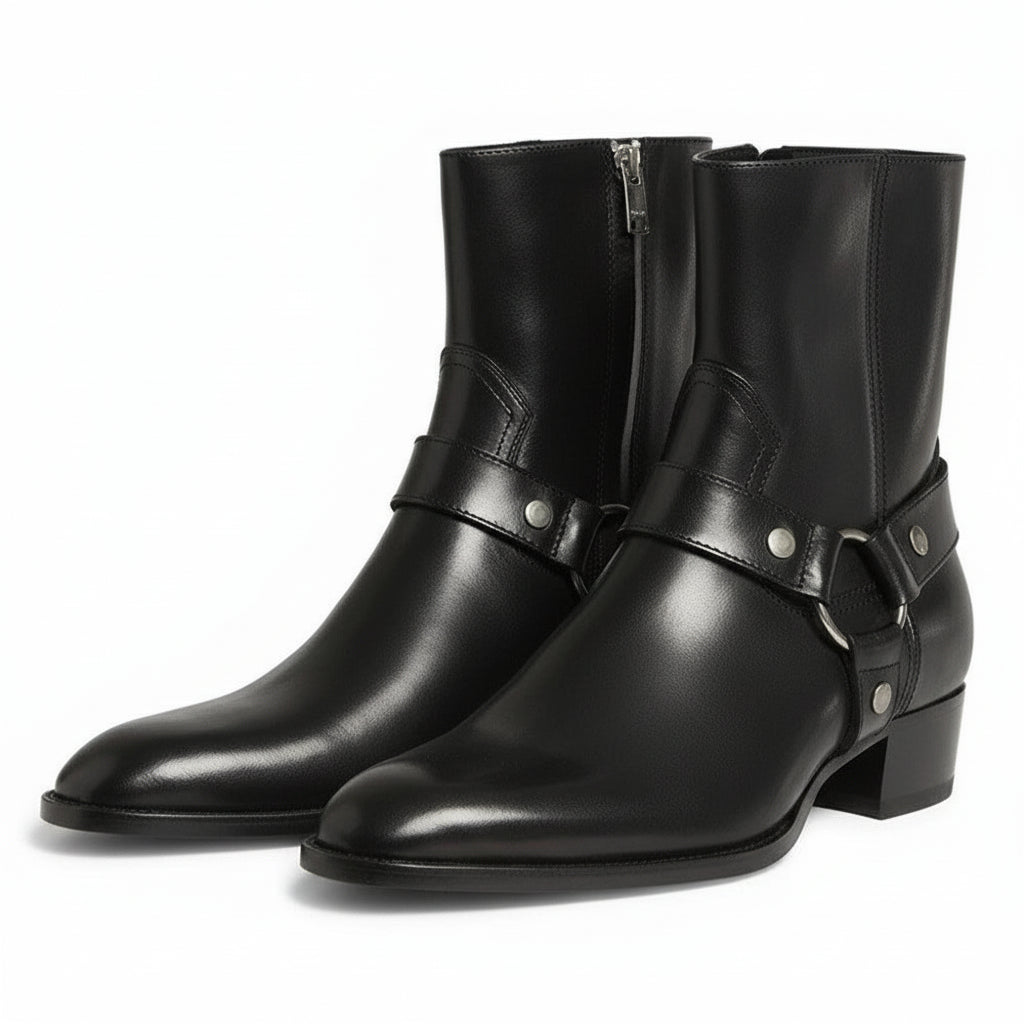 three-quarter-view - Men's Brown Leather Western Style Boots