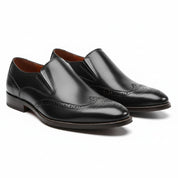 three-quarter-view - Men's Brown Leather Wingtip Loafers
