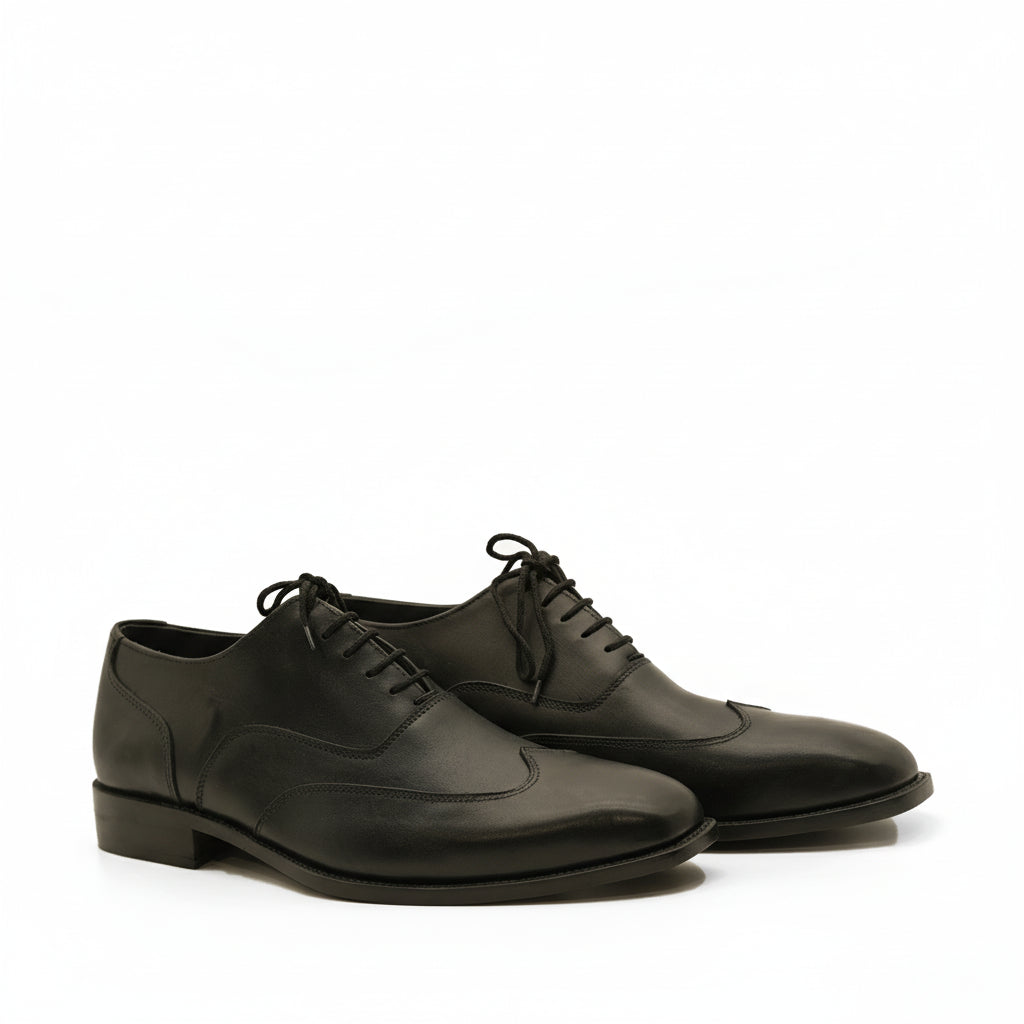 three-quarter-view - Men's Brown Leather Wingtip Oxford Shoes