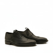three-quarter-view - Men's Brown Leather Wingtip Oxford Shoes