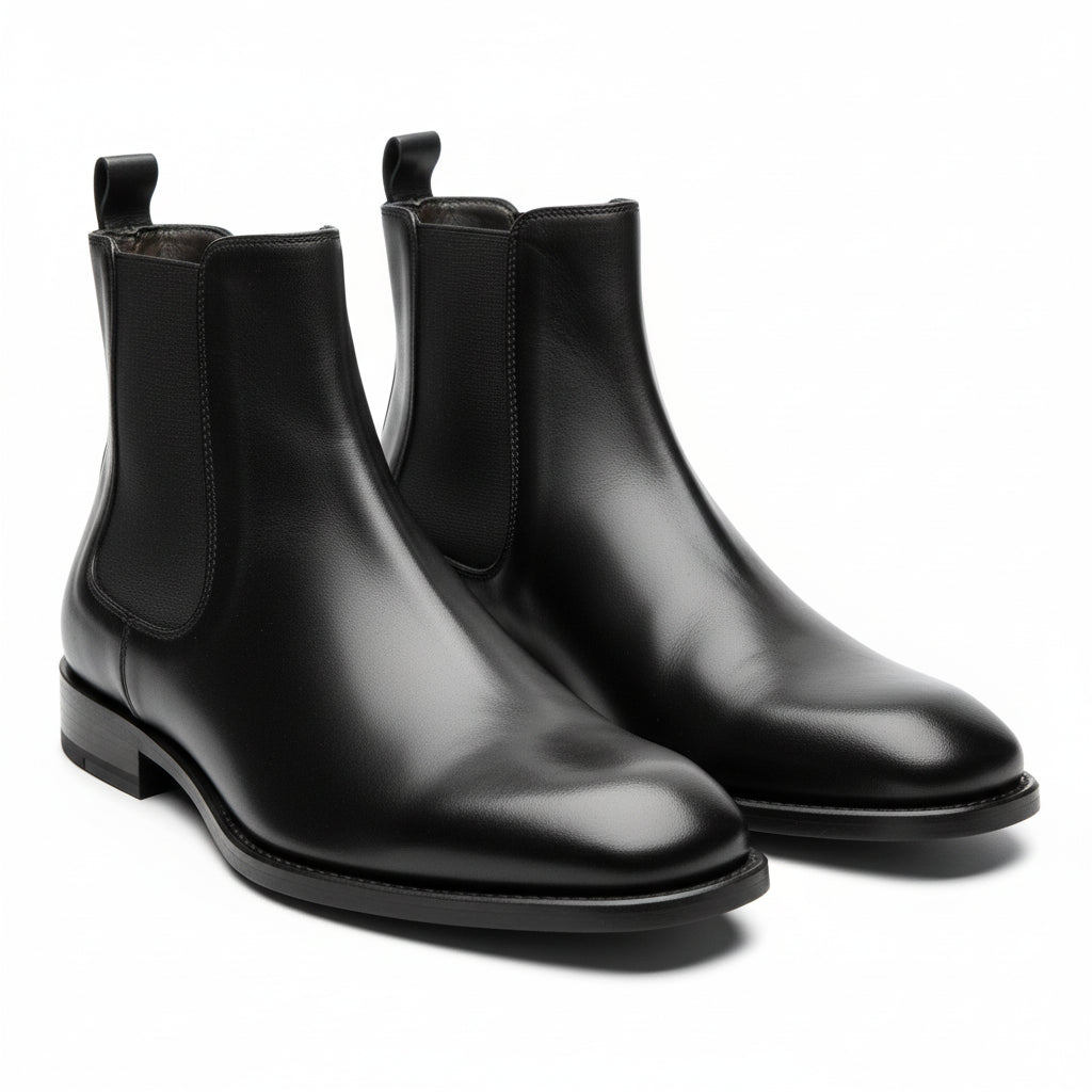 three-quarter-view - Men's Brown Leather Zip Boots