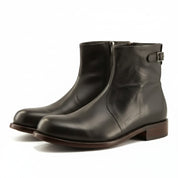 three-quarter-view - Men's Brown Leather Zipper Ankle Boots
