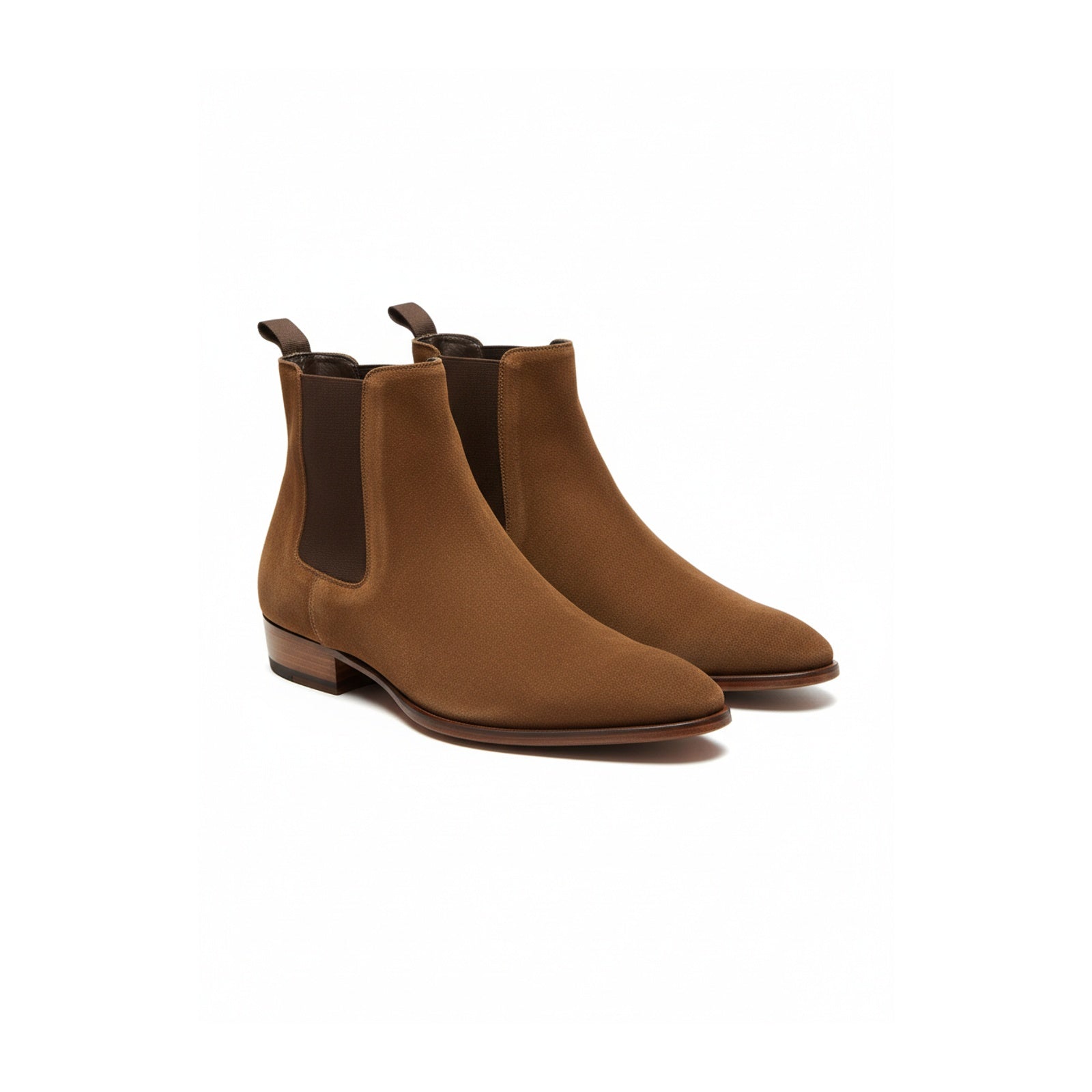 three-quarter-view - Men's Brown Suede Chelsea Ankle Boots