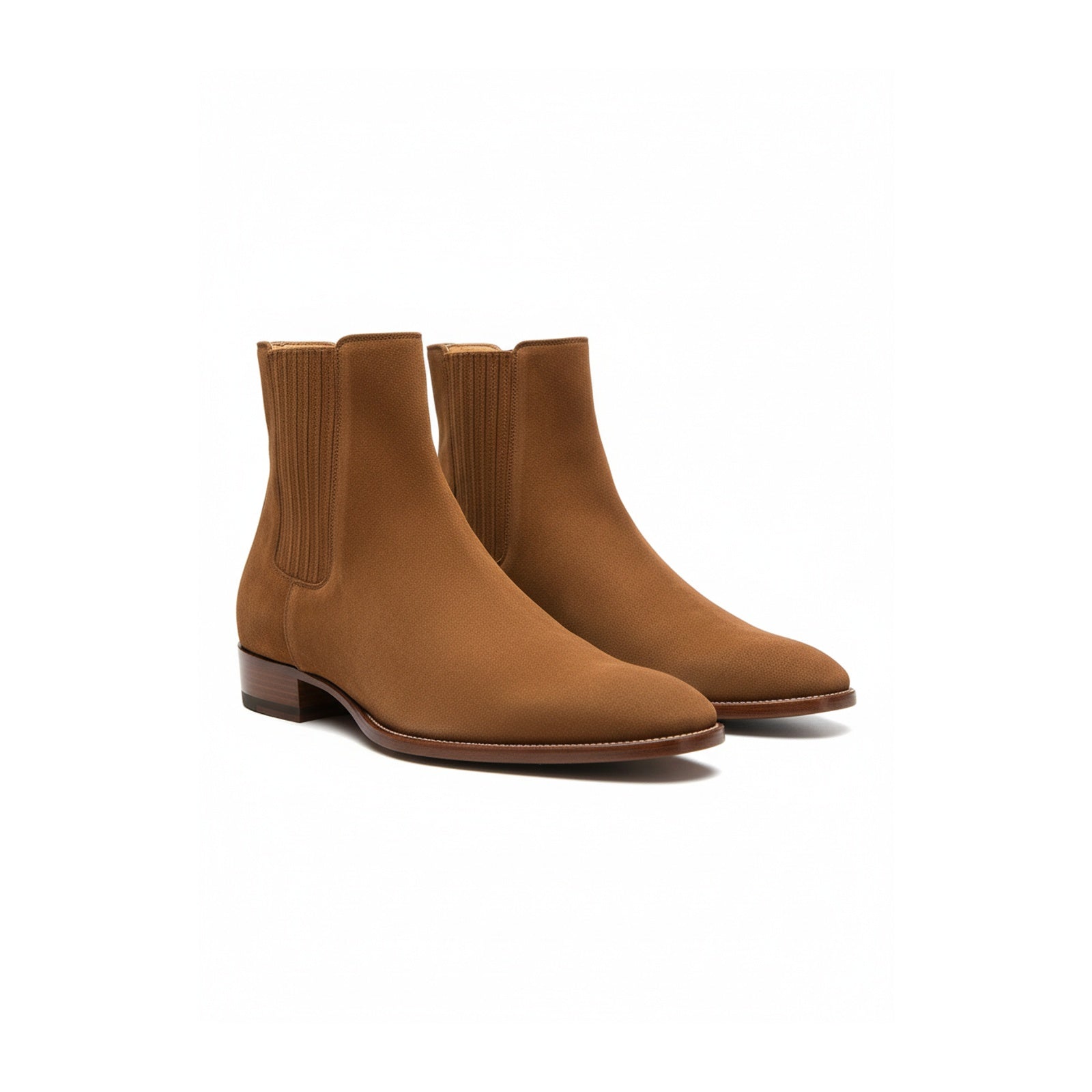 three-quarter-view - Men's Brown Suede Chelsea Boots
