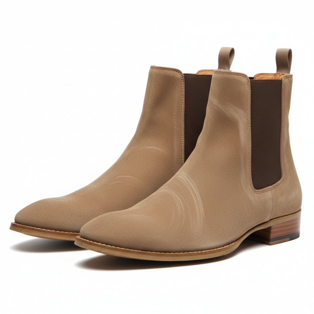 three-quarter-view - Men's Brown Suede Chelsea Boots