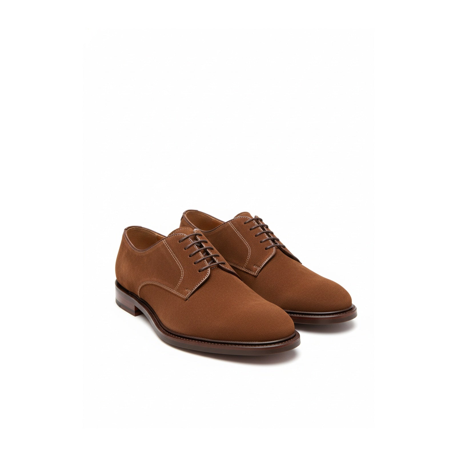 Men's Brown Suede Derby Shoes - three-quarter-view