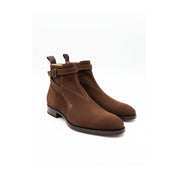 three-quarter-view - Men's Brown Suede Jodhpurs Boots with Ankle Strap