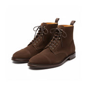 three-quarter-view - Men's Brown Suede Lace-Up Ankle Boots