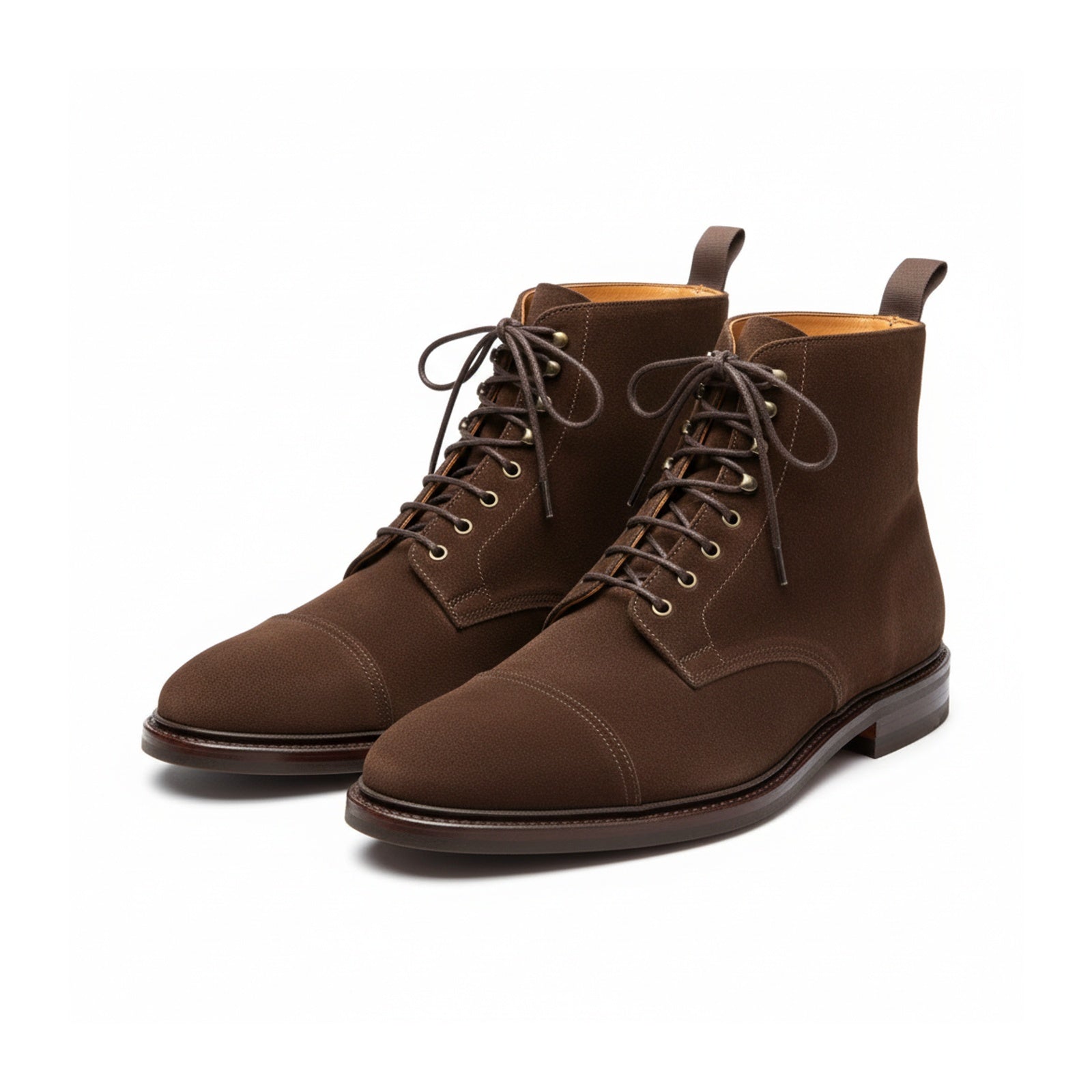 three-quarter-view - Men's Brown Suede Lace-Up Ankle Boots
