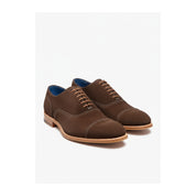 three-quarter-view - Men's Brown Suede Leather Dress Shoes
