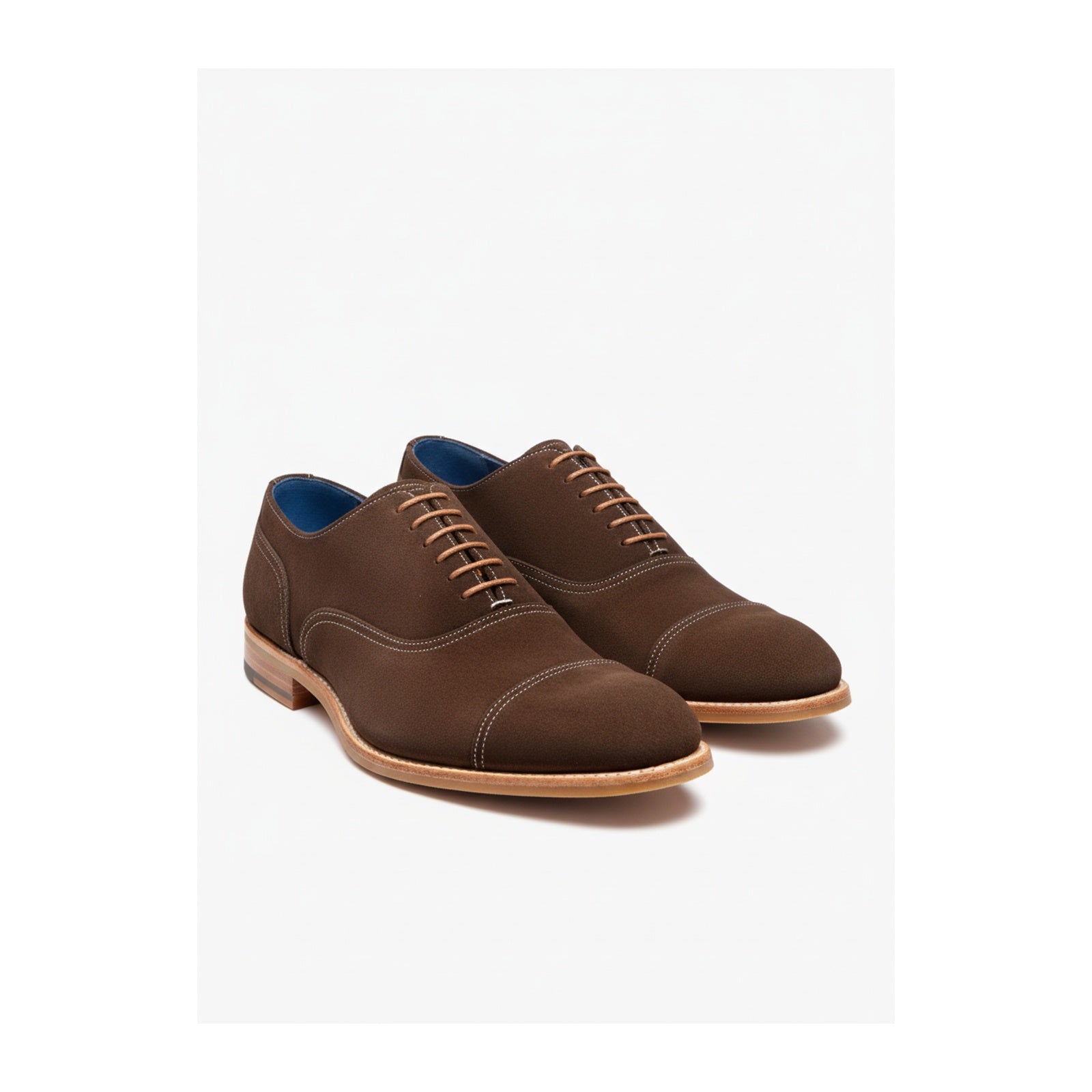 three-quarter-view - Men's Brown Suede Leather Dress Shoes